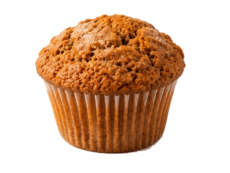a golden-orange pumpkin spice muffin with a rustic cracked top and no toppings